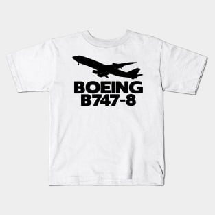 Boeing B747-8 Silhouette Print (Black) Kids T-Shirt